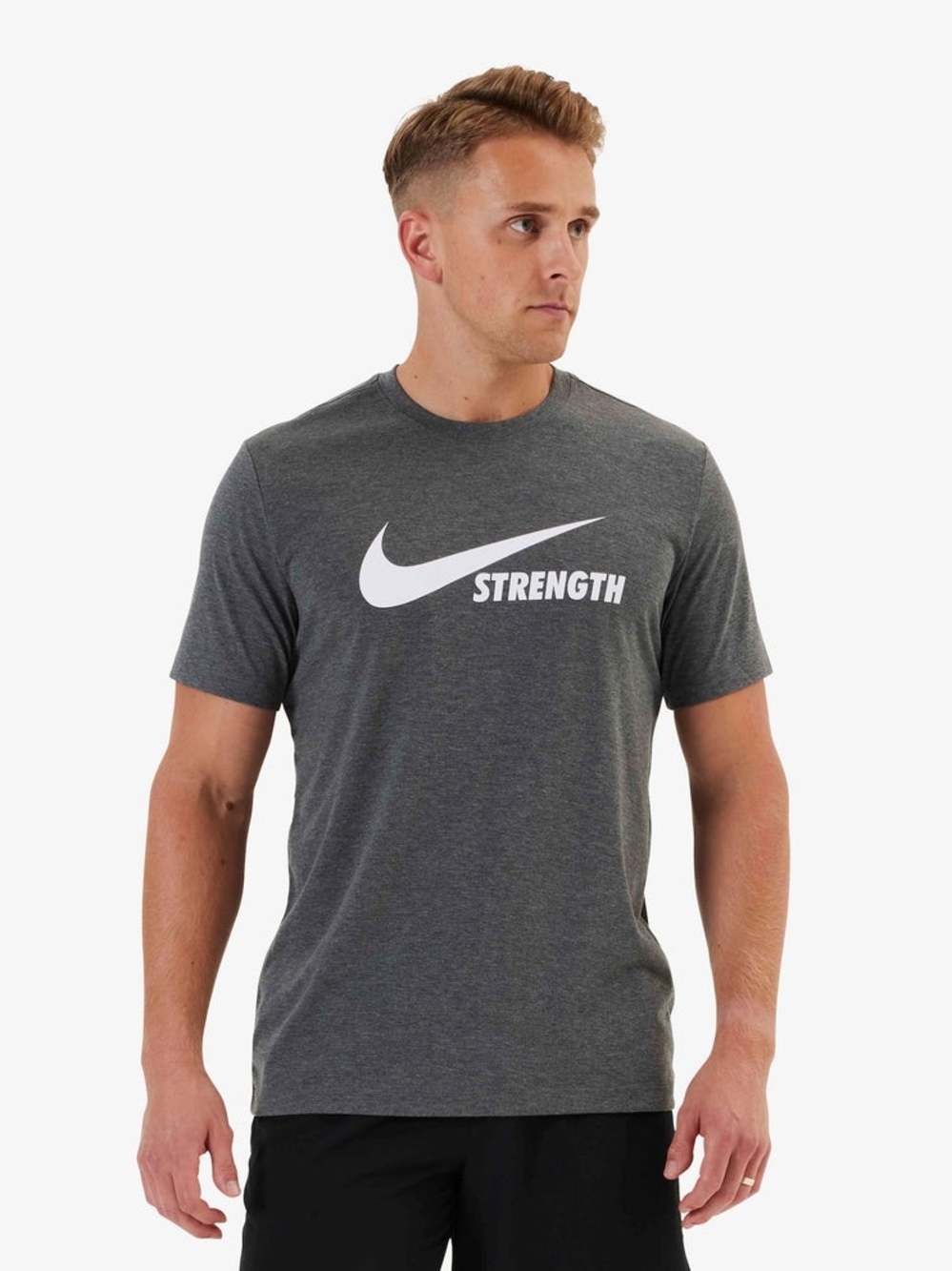 Nike Men's Short-Sleeve Crew Tee in Charcoal with White Swoosh